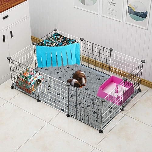 RIOUSSI Guinea Pig Hideout Hideaway Corner Fleece Toys Cage Accessories | Reversible Sides | Soft Fleece Fabric | Come with Hooks | Guinea Pig Hammock for Small Animals | Blue, Triangle thumbnail 5