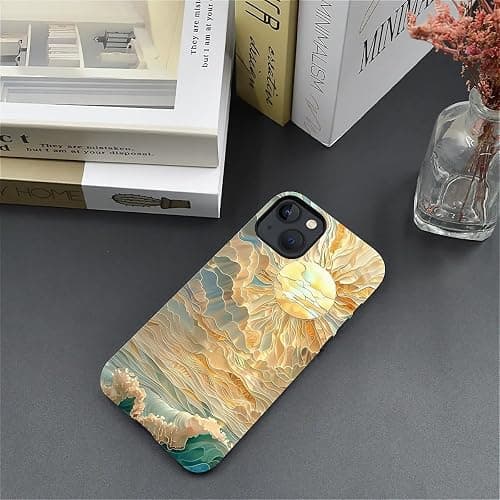 ZHEGAILIAN Case for iPhone 15,Ocean Waves Sun Rays Stained Glass for 2 in 1 Hard Shell + Soft Silicone,Shockproof Bumper Drop Protective Case for iPhone 15 thumbnail 2