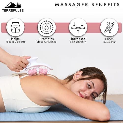 Terrepulse Anti Cellulite Roller & Lymphatic Drainage Massager | Deep Tissue Fascia Blaster & Muscle Roller | Tool for Sore Arms, Legs, Neck, Shoulders, Stomach & Buttocks (Pink) thumbnail 5