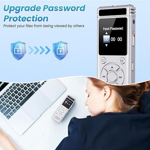 136GB Digital Voice Recorder with Playback,9000 Hours Audio Recording Device,Voice Activated Recorder with Noise Reduction,A-B Repeat,Mp3 Player&Password for Lectures/Meeting/Classes/Interviews,Silver thumbnail 6