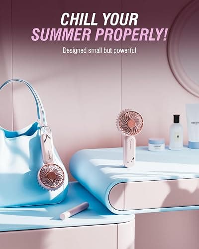 SABRENT ChillyPop Mini Portable Fan with Hanger, USB-C Rechargeable Handheld Personal Fan, 3 Speed Quiet Mini Cooling Fan, Up to 8H Runtime for Travel, Office, Bedroom, Camping in Rose (HF-M2WH-RSE) thumbnail 2