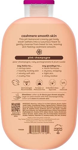 eos Shea Better Cashmere Body Wash, Pink Champagne, Moisturizing and Nourishing, pH Balanced Creamy Gel Formula, Paraben & Phthalate Free, Sensitive Skin,16 fl oz thumbnail 2
