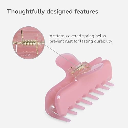 Emma Lily 3.9-Inch Large Premium Acetate Rectangle Claw Clip - Light Pink, Non-Slip Strong Hold for Thick Hair, Gifts for Women, 1 Pack thumbnail 7