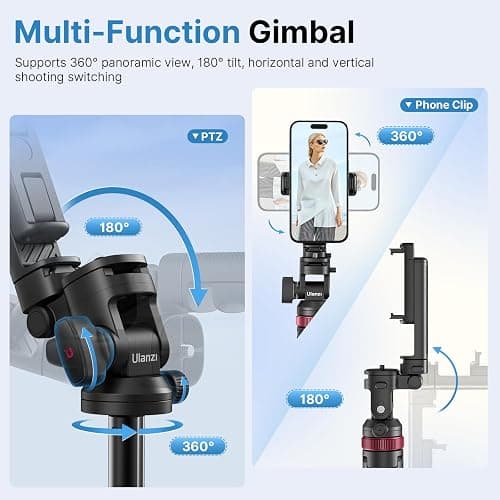 ULANZI MT-78 185cm 3-in-1 Handy Kamera Stativ Ausziehbares Bluetooth Selfie-Stick, Tripod mit 1/4" Schnellwechselplatte, 360°-Kugelkopf, Kompatibel mit Kamera, Sony, Canon, Fuji, iPhone Samsung Huawei thumbnail 5