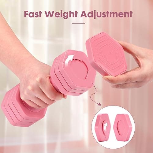 EQUIPRO Adjustable Dumbbell Set, 4 in 1 Free Weights Dumbbells Set for Women, Weights for Women at Home, 2lb 3lb 4lb 5lb with TPU Soft Rubber Handle for Home Gym Exercise Training thumbnail 6