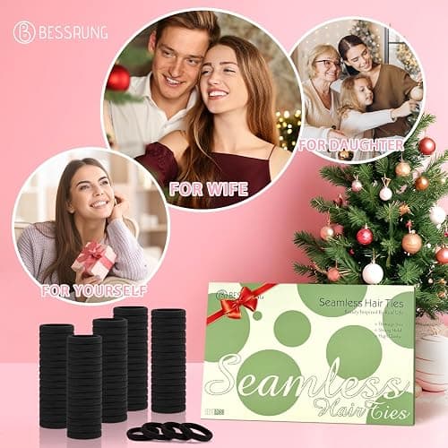100PCS Black Hair Ties, Seamless Cotton Thick Black Hair Band, Elastic Hair Ties No Damage Ponytail Holder thumbnail 3