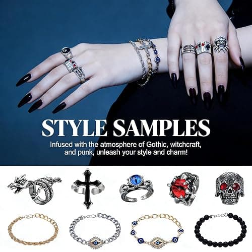 Eichopmen Mystery Jewelry Jar Set 33-35 Pcs Surprise Jewelry Box for Women | Includes Necklaces, Earrings, Rings and Bracelets, Alternative Fashion Romantic Present for Her, Halloween&Christmas day thumbnail 8