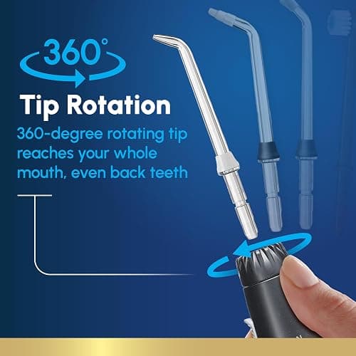 Waterpik Aquarius Water Flosser For Teeth Cleaning, Gums, Braces, Dental Care, Electric Power With 10 Settings, 7 Tips For Multiple Users And Needs, ADA Accepted, Black WP-662, Packaging May Vary thumbnail 6