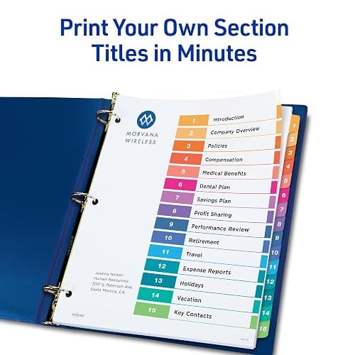 Avery Dividers for 3 Ring Binders, 15 Tabs per Set, Customizable Table of Contents, Multicolor Tabs, Great for Organizing Reports, Projects, and More (3 Sets of 11074) thumbnail 4