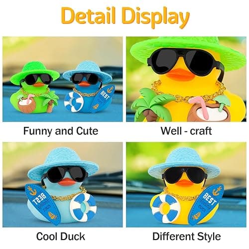 wonuu Summer Beachy Vacation Duckies, Tropical Paradise Rubber Duck Beach Surfing Ocean Voyage Rubber Ducks (Green, Coconut Drink, Palm Tree) thumbnail 4