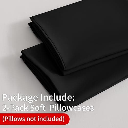 BEDSUM Microfiber Queen Pillowcases Set of 2, Soft Wrinkle Resistant and Easy Care Pillow Cases with Envelope Closure, 20x30 inches, Black thumbnail 3