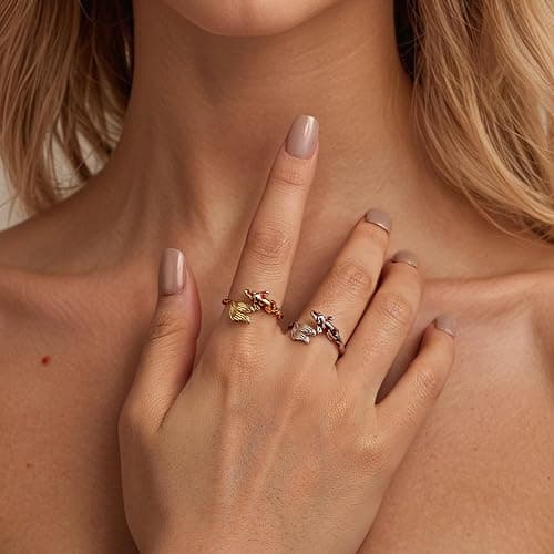 RUKYF Silver/Gold Plated Ajustable Rings for Women Dainty Koi Fish Dragon Snake Bat Open Stacking Rings Unique Trendy Jewelry for Women thumbnail 7