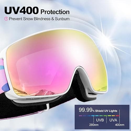 Odoland Kids Ski Goggles, Snowboard Goggles for Youth Skiing Age 8-16, Snow Goggles S2 Double Lens Anti-Fog UV400 Protection thumbnail 5