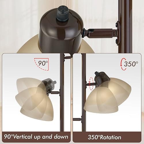 LTGSRC Modern Tree Floor Lamp for Living Room Bedroom, Tall Pole Standing Lamps with 3 Adjustable Rotating Heads for Office, Decor Corner, Reading Indoor, 3 Bright Lights LED Bulbs Included (Brown) thumbnail 3