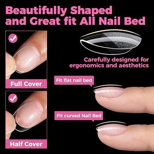 UNA GELLA Extra Short Oval Round Nail Tips 312pcs Short Oval Gel Nail Tips | Soft Gel Clear Press on Nails Full Cover Fake False Nails for Nails Extension DIY Salon at Home 12 Sizes thumbnail 5
