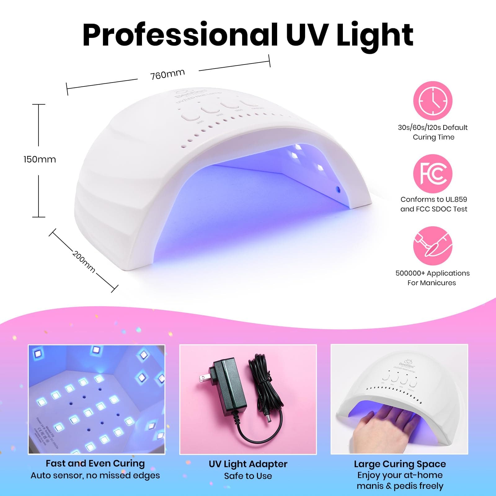 Beetles Gel Nail Kit with UV Lamp 68PCS Gel Polish Set 35 Colour Nail Art Starter Kit with Base Coat Glossy & Matte Top Coat All Season Manicure Supplies for DIY Home Salon Emotional Spectrum thumbnail 6