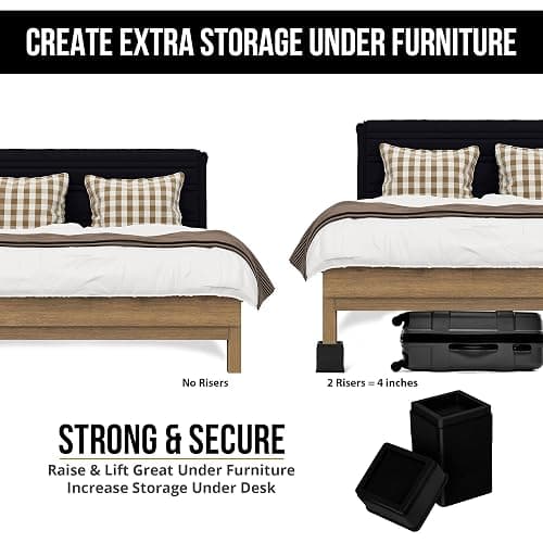 Utopia Bedding Bed Risers 2 Inch - Pack of 8 - Adjustable Furniture Risers 2 & 4 inch - Anti Slip Foam & Rubber Pad - Stackable Bed Lifts Risers Heavy Duty for Sofa, Bed, Table, Couch & Chair (Black) thumbnail 6