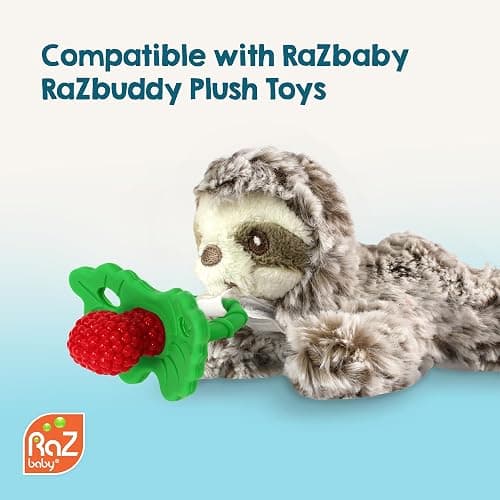 RaZbaby RaZberry Silicone Teether Pacifier – Teething Relief for Infants, Food-Grade, BPA-Free, Hands-Free Design, Natural Berrybumps Fruit Texture for Sensory Development, Freezable – Black thumbnail 8