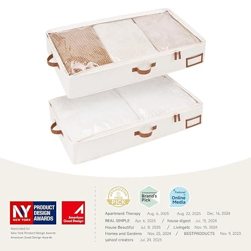 StorageWorks Large Under Bed Storage Containers with Handles and Label Holder, 2 Pack Ultra-thick Fabric Underbed Bins, Closet Organizer for Clothes, Blankets, Sweater thumbnail 4