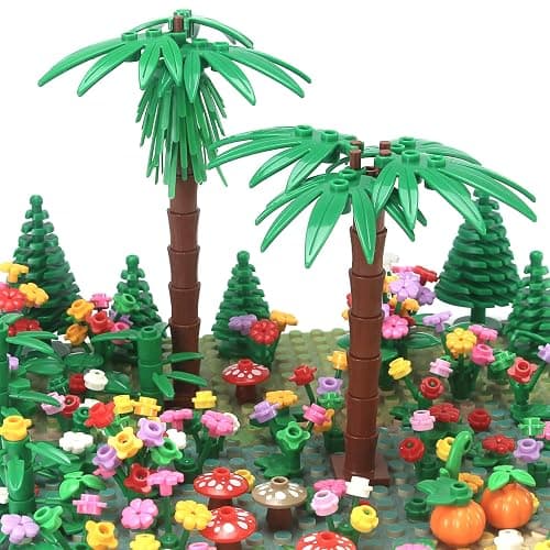 Garden Plants Building Bricks Accessories Flowers Bushes Palm Trees Leaves Shrubs Vines Green Grass Bulk Botanical Pieces and Parts Block Toys for Jungle Forest Park Decor Compatible with Major Brands thumbnail 4
