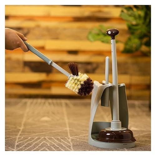 CEVIZ 3 in 1 Toilet Brush and Plunger Set Toilet Plunger and Bowl Brush Combination for Bathroom Cleaning (Color : Pink) thumbnail 3