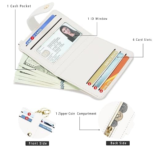 Airkit Small Wallets Woman RFID Blocking Leather Credit Card Holder - with ID Window - Card Wallets for Women - with Zipper Coin Purse - Keychain Wallet thumbnail 4