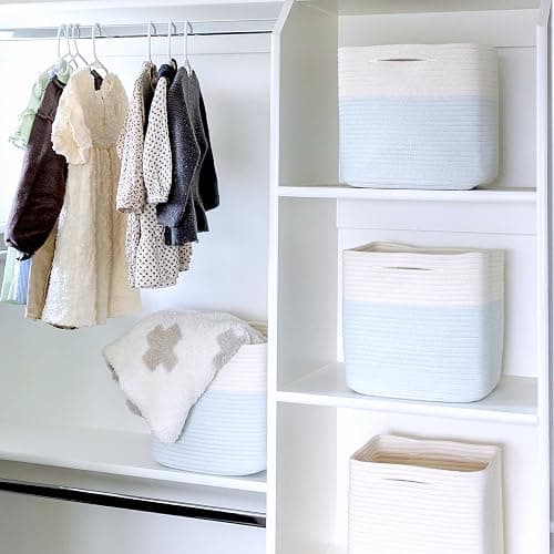 NaturalCozy Storage Cubes 11 Inch Cotton Rope Woven Baskets for Organizing, 3-Pack | Cube Storage Bin | Square Storage Baskets for Shelves Organizer, Classroom, Kids Toy Bins, Closet, Baby Nursery thumbnail 5