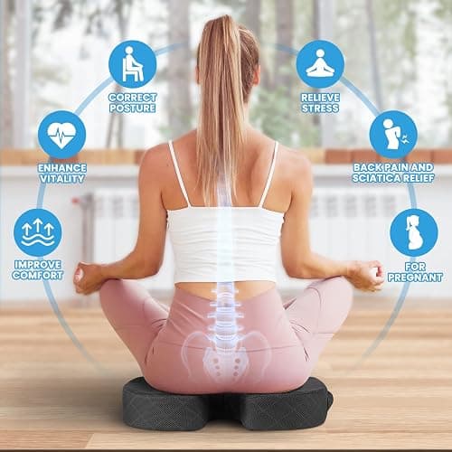 TushGuard Seat Cushion - Memory Foam Cushion for Office Chair, Car Seat, Airplane, Bleacher - Sciatica & Hip & Coccyx Pain Relief Cushions for Long Sitting Office Workers, Car Drivers (Grey, X-Large) thumbnail 4