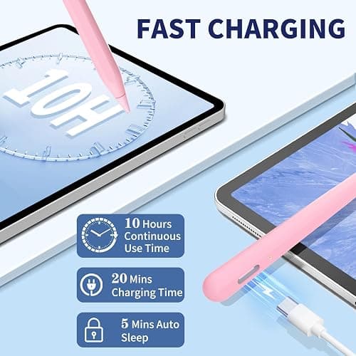 iPad Pencil for 9th & 10th Generation, Fast Charge Stylus Pen for Palm Rejection and Tilt Sensitivity, Compatible with iPad Pro 11/12.9in, Mini 5/6, iPad 6/7/8/9/10, Air 3/4/5 (PK) thumbnail 4