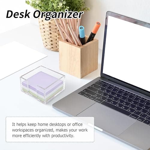 Acrylic Sticky Note Holder, 3 x 3 Crystal Clear Acrylic Notepad Holder Sticky Note Dispenser for Dorm Room and Office Desk Organizer thumbnail 6