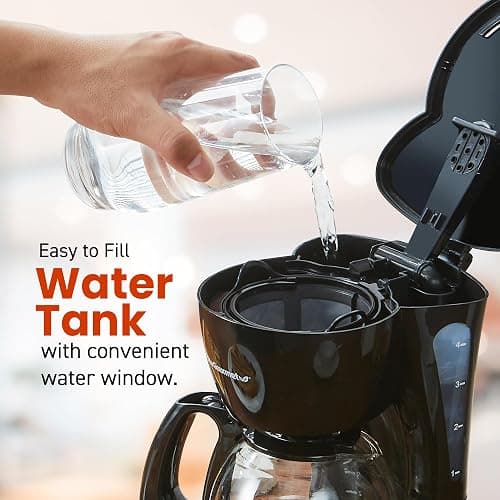 Elite Gourmet EHC4128 Automatic 4-Cup Brew & Drip Coffee Maker with Pause N Serve, Glass Carafe, Reusable Filter, On/Off Switch, Keep Warm, Water Level Indicator, Black thumbnail 3