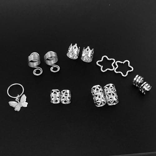 200 Pcs Hair Jewelry for Braids Accessories Loc Jewelry for Hair Dreadlock, Sliver Adjustable Cuffs Braiding Hair Rings Decoration thumbnail 4