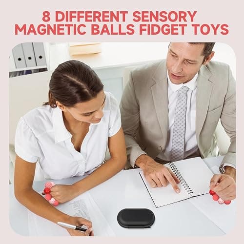 Silicone Magnetic Fidget Balls Toys, 8Pcs Attraction Textures Sensory Fidget Ball Toy with Silicone Shell for for Adults,Silent Desk Magnetic Stress Balls Fidget Toys, Stocking Stuffers for Teen Gifts thumbnail 7