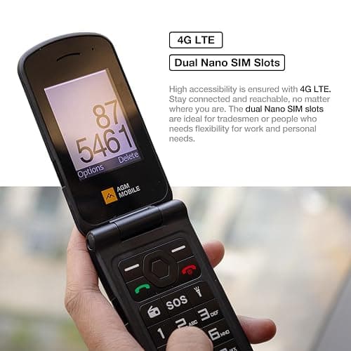 AGM M10 Rugged Basic Flip Phone, 4G Feature Cell Phone, Simple Mobile Phones, Pocket-Sized, Waterproof & Drop-Proof, Speed Dial, Large Fonts & Big Buttons, 98dB Speaker, Dual SIM, for T-Mobile ONLY thumbnail 6