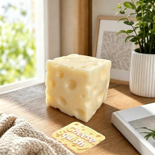 Cheese Squishy Slow Rising Squishy Stress Relief Fidget Toy,Cheese Style | Suitable for Office Workers to Release Stress and Negative Emotions,for Adults,1 Piece (milky)2.4X2.4in thumbnail 2