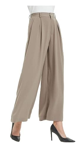 Tronjori Women High Waist Casual Wide Leg Long Palazzo Pants Trousers Regular Size - Image 1