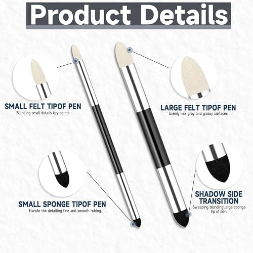 4pcs Artist Blending Sponge Pen Dual Tip Reusable Drawing Art Soft Oil Pastel Blending Tools Washable Sketch Rubbing Sponge Brush for Artist Professional Sketch Drawing Blending Lightening & Highlight thumbnail 3