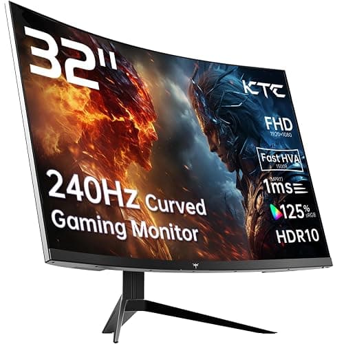 KTC 32 Inch Curved Gaming Monitor, Full HD 1080P@240Hz Monitor, VA 1500R, 1ms, Adaptive Sync, HDR10, HDMI 2.0 / DP1.4, 125% sRGB, VESA, Compatible with Desktop, Laptop, PS5, Xbox, Switch and More - Image 1