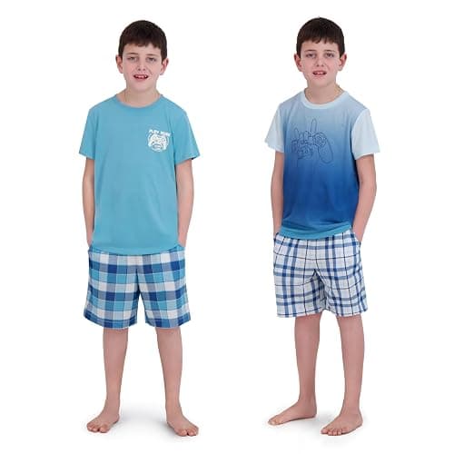 US Angels Pajamas Set for Boys, 4-Piece Set, Short Sleeve Shirt with Pajama Shorts thumbnail 2