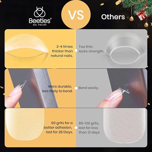 Beetles Gel Nail Tips Etch-X, Almond Short Fake Nails, 288pcs 12 Sizes, Press on Pre-Etched Half Matte Full Cover Acrylic False Nail Tips Almond Shape Nail Supplies Easy DIY Extension Gift for Women thumbnail 4