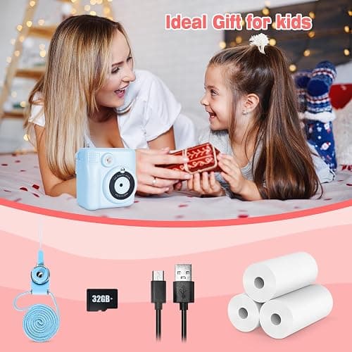 Phetium Kids Camera Instant Print, Christmas Birthday Gifts Toys for 5 6 7 8 9 10 Year Old Girls Boys,1080P Digital Video Cameras for Toddler, Creative Presents for Children, with Print Papers (Blue) thumbnail 7