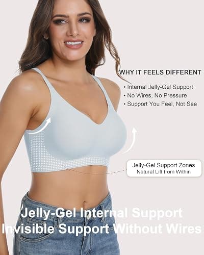 Vinfact 3 Pack Womens Wireless No Underwire Comfort Soft Bras Pullover Jelly Support Seamless Sleep Tshirt Everyday Bralette thumbnail 3