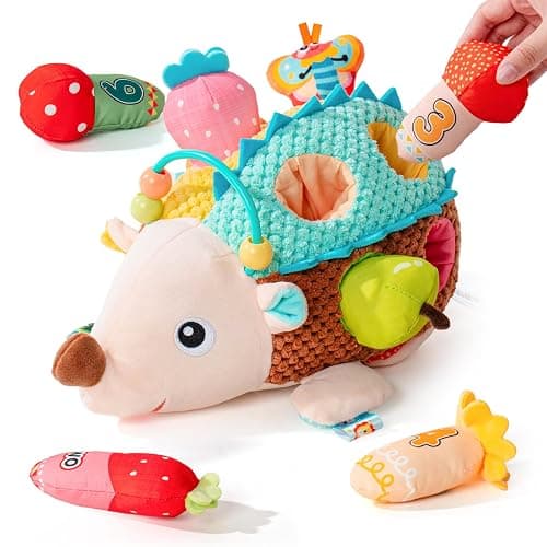 Jollybaby Montessori Sensory Hedgehog Toys for Baby 6-12-24-36 Months | Soft Plush Stuffed Pull Carrots Toy with Rattle & Crinkle, Preschool Education Learning Toy for 1 Year Old Birthday Gifts thumbnail 2