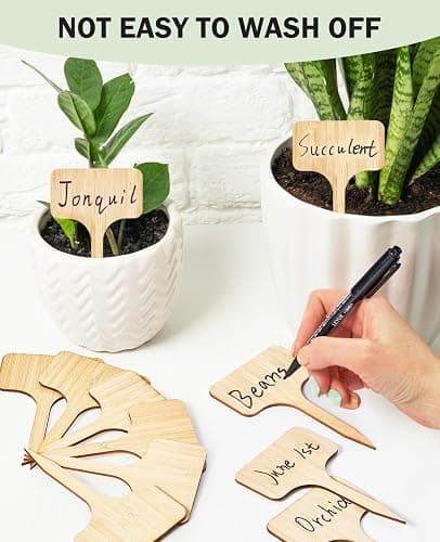 Homenote Bamboo Plant Labels 60Pcs Plant Tags for Seedling T-Type Tags for Plants Outdoor Garden Markers Vegetable Seedling(2.36 * 4“) thumbnail 5