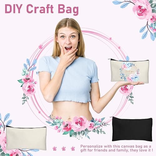 Legigo Blank Canvas Bag Zipper Pouch Makeup Bags Bulk - Multi-Purpose Canvas Pencil Pouch with Sturdy Zipper, Cosmetic Bag Travel Toiletry Bag for DIY Craft Projects, Storage (8.3 x 5 inches) thumbnail 7