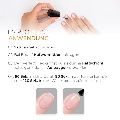 Rubber Base Gel Perfect Flex 10ml, Flexibles Aufbaugel für optimale Haftung, LED/UV Grundiergel & Base Coat, Selbstglättend, splitterfrei & stoßfest, Für Gelmodellage & Problemnägel, Lynis Nailshop.de thumbnail 3