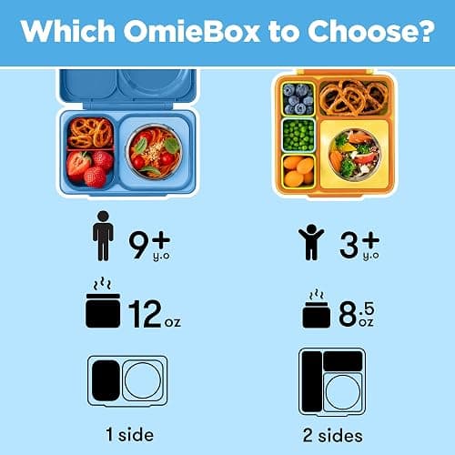 Omie OmieBox UP bento Box for Kids | Insulated Lunch Box | Leak Proof Vacuum Insulated Thermal Food jar | Cooler ice Pack | 2 Compartments (Cosmic Blue) thumbnail 7