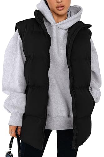 PRETTYGARDEN Women's Puffer Jacket Vests 2025 Fall Casual Sleeveless Stand Collar Zip Up Coats Warm Winter Outerwear - Image 1