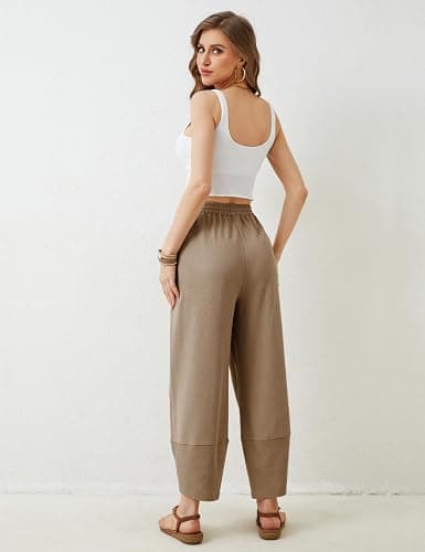 Xiaoxuemeng Womens Baggy Wide Leg Pants Casual Elastic Waisted Palazzo Harem Pants with Pockets thumbnail 9