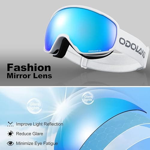Odoland Snow Ski Goggles, OTG Snowboard Goggles for Men Women and Youth, Anti-Fog UV400 Protection and Helmet Compatible thumbnail 6